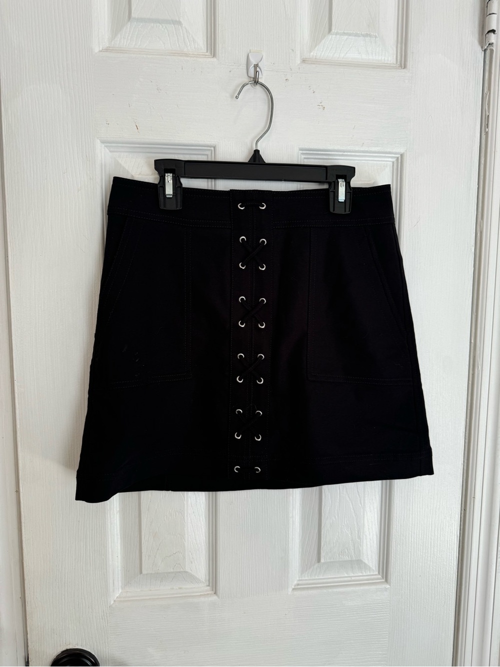 Express Black Lace-Up Mini Skirt